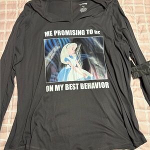 Torrid Alice in Wonderland Disney Long Sleeve Top with Graphic Print